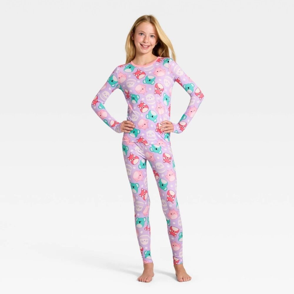 NWT Warm Essentials Cuddl Duds Girls Thermal Underwear Set Large Lavender